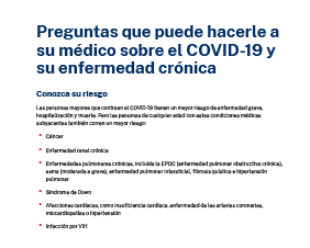 Preguntas que puede hacerle a su médico sobre el COVID-19 y su enfermedad crónica